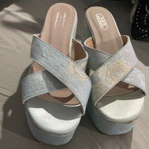 COPY - Sandals shiny blue floral